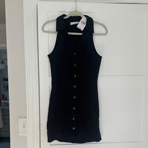 MANGO Sleeveless Black Button-Up Dress NWT